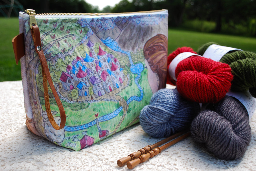 Illustrated Project Bag for Knitting, Crafts: The Hidden Valley
